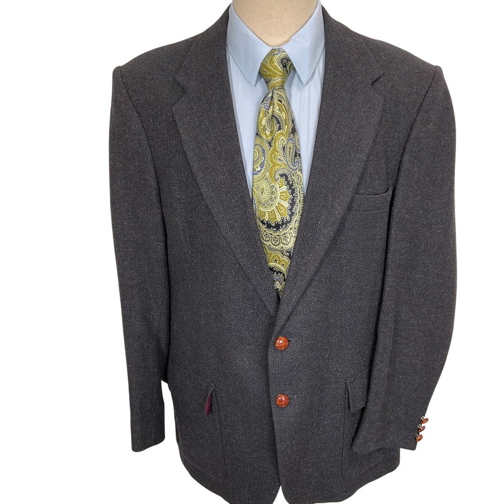 WFF by Farah Blazer Mens 46L Blue Multicolor Classic Tweed Office Sport Jacket‎